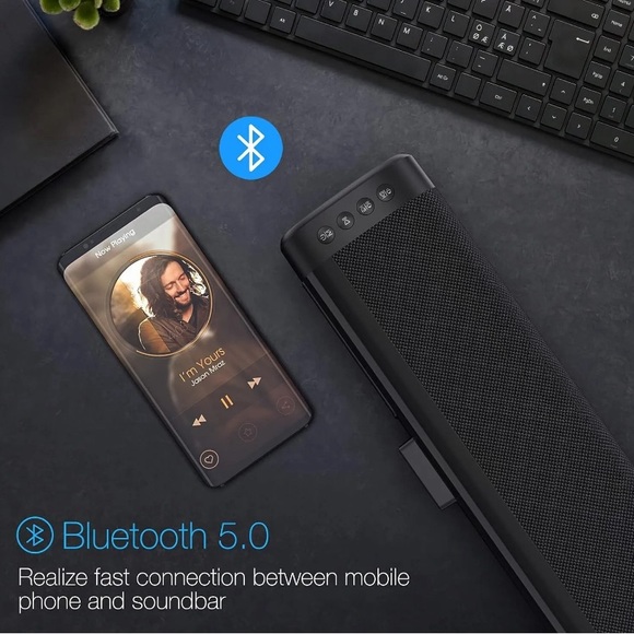 TOPVISION 50W Sound Bar, 16-Inch 3 Equalizer Modes, Wireless Bluetooth 5.0 - Picture 4 of 6